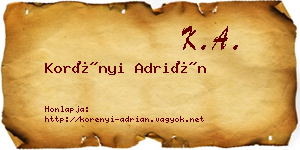 Korényi Adrián névjegykártya